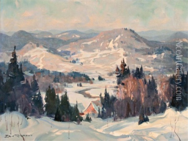 Laurentian View, Winter Oil Painting - Eric Riordon