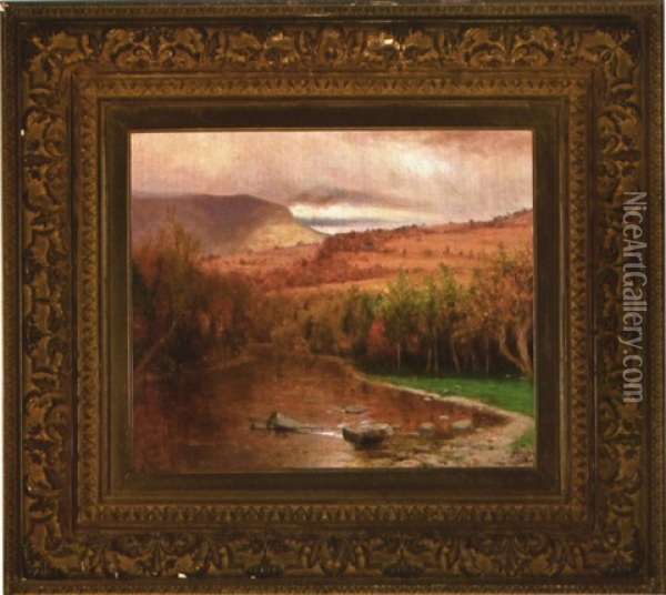 River Through The Hills In Autumn Oil Painting - Jervis McEntee