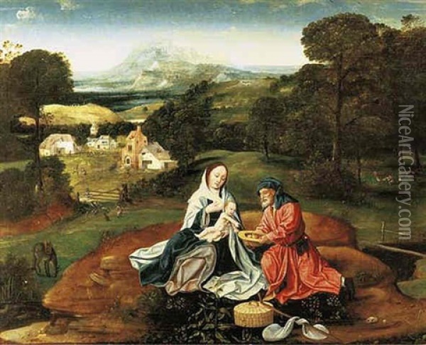 The Rest On The Flight Into Egypt Oil Painting -  Master of the Female Half Lengths