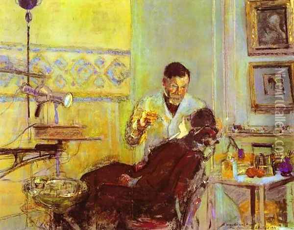 Dr. Georges Viau in His Office Treating Annette Roussel, 1914 Oil Painting - Jean-Edouard Vuillard