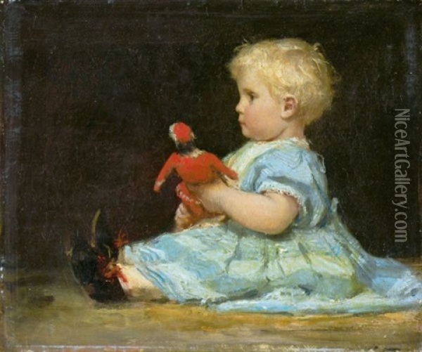 Marie Anker Mit Puppe (marie Anker With Doll) Oil Painting - Albert Anker