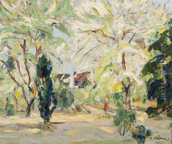 Gartenanlage Mit Bluhenden Baumen Oil Painting - Carl Joerres
