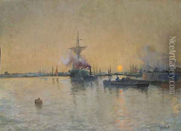 Puerto Oil Painting - Eliseu Meifren i Roig