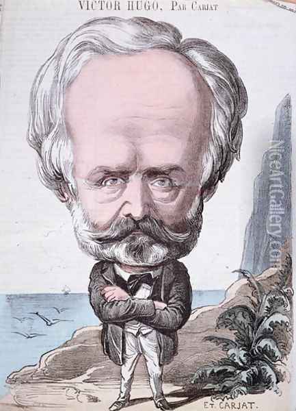 Victor Hugo (1802-85) on Jersey rock, 1867 Oil Painting - Etienne Carjat