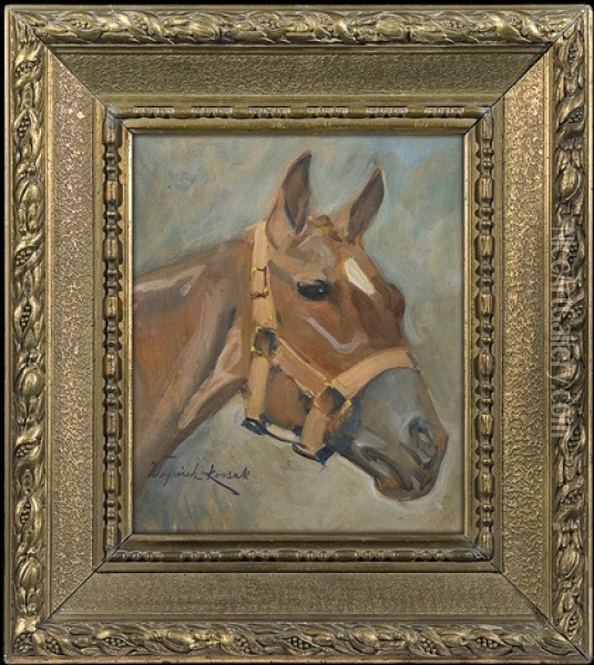 Horse's Head Oil Painting - Woiciech (Aldabert) Ritter von Kossak
