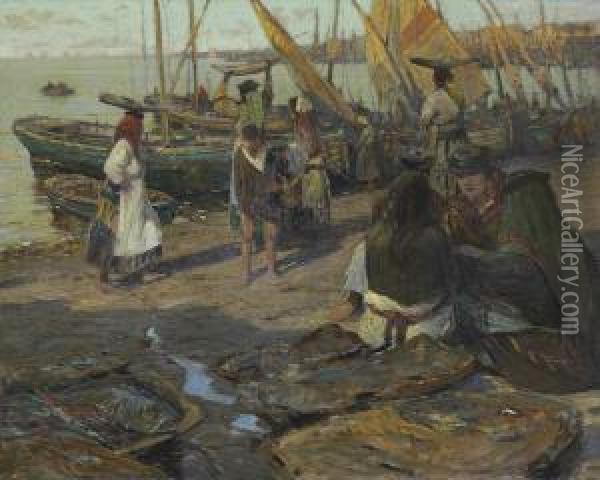 Fish Wives Of Lisbon Oil Painting - William Frederick Ritschel