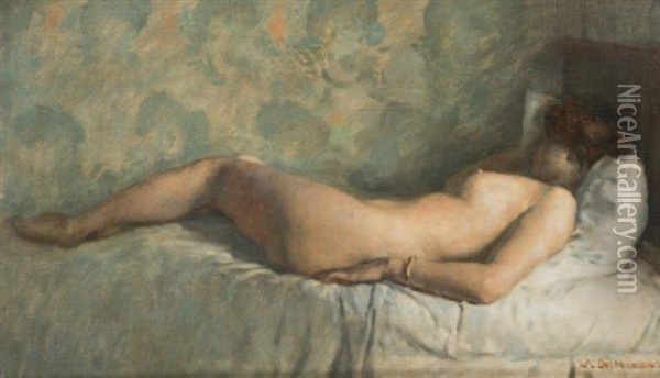 Nu Feminin Allonge Oil Painting - Adolphe Dechenaud