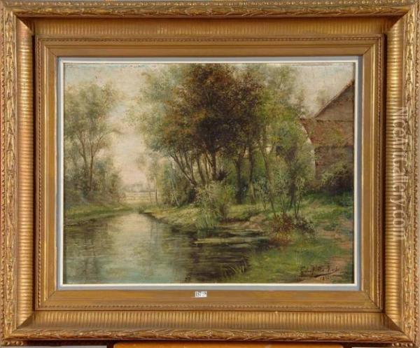 Paysage A La Riviere Oil Painting - Gustave De Smet