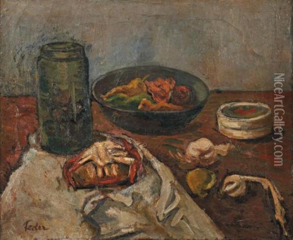 Composition Au Crabe Oil Painting - Adolphe Feder