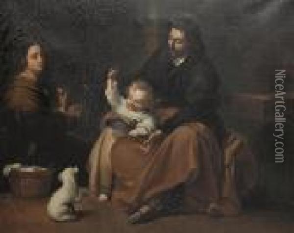 The Holy Family With A Small Bird Oil Painting - Bartolome Esteban Murillo