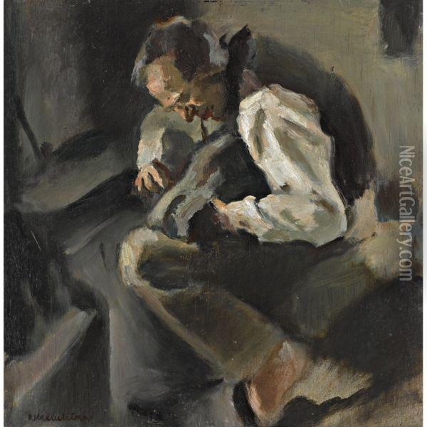A Cobbler Oil Painting - Rudolf Kremlicka