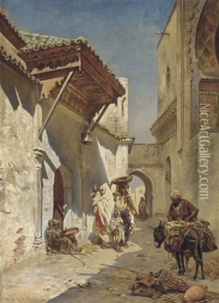 A Street Scene Oil Painting - Rudolph Gustav Mueller