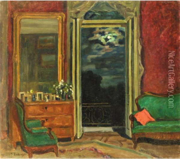 Villa Interior Oil Painting - Stanislaw Zukowski