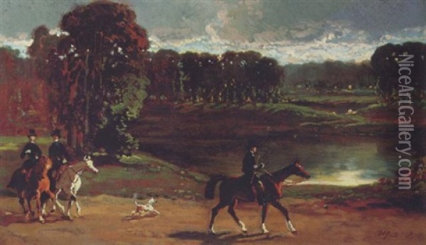 Reiter Mit Hunden Oil Painting - Alfred De Dreux