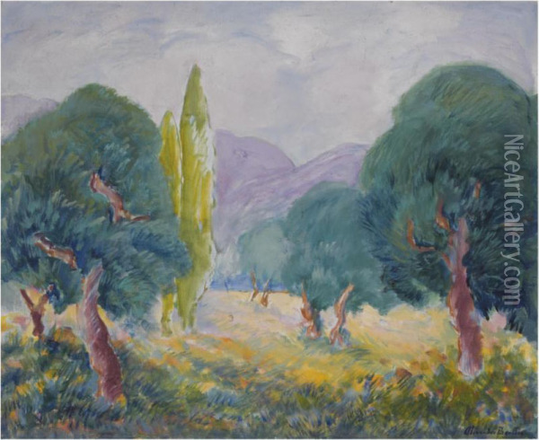 Landscape With Trees Oil Painting - A. Beattie