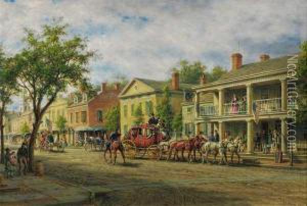 ''main St., Johnstown Oil Painting - Edward Lamson Henry