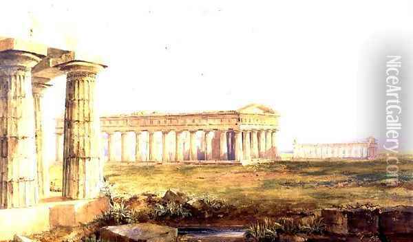 The Temples at Paestum, 1829 Oil Painting - Hugh William Williams