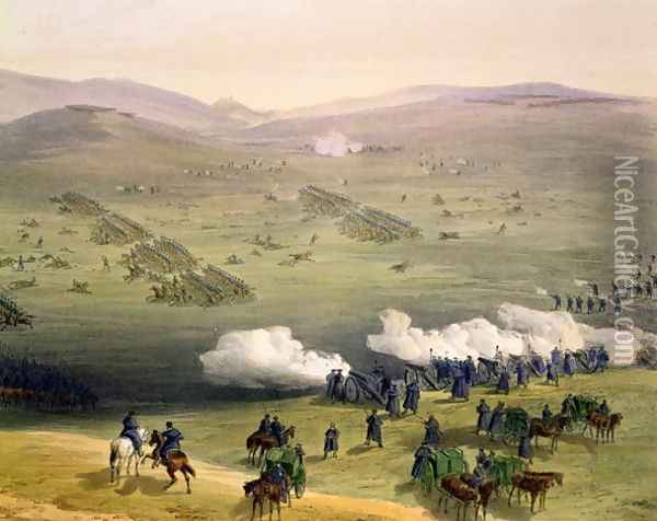 Charge of the Light Cavalry Brigade, October 25th 1854, detail of artillery, from The Seat of War in the East, pub. by Paul and Dominic Colnaghi and Co., 1856 Oil Painting - William Simpson