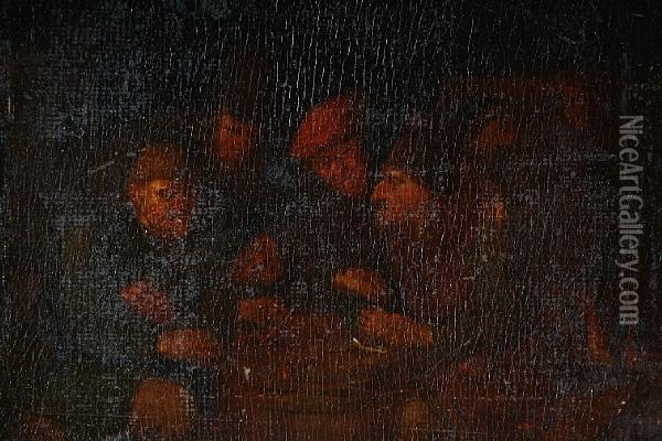 Peasants Playing Cards In A Tavern Oil Painting - Egbert Ii Van Heemskerck