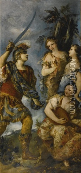 Rinaldo And The Nymphs Oil Painting - Giovanni Antonio Guardi