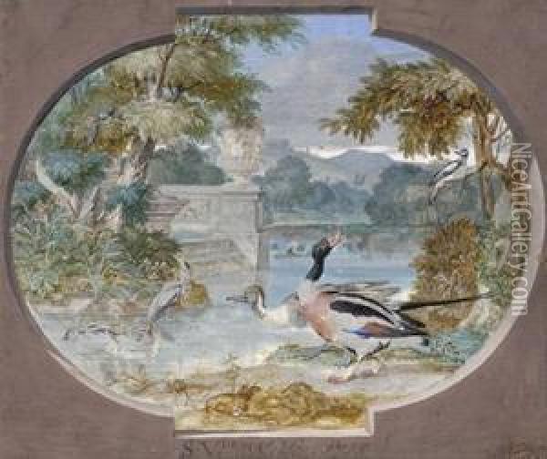 Water Birds Oil Painting - Sieuwert Van Der Meulen