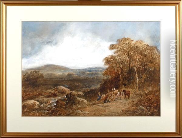 Figures In An Open Landscape Oil Painting - A. Mcarthur