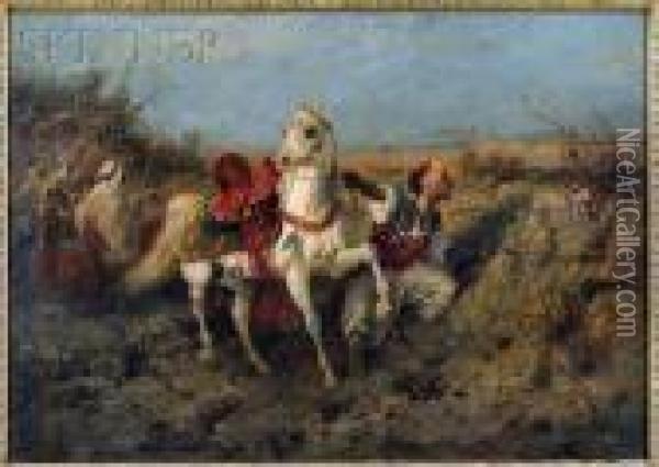 Arab Horsemen Oil Painting - Adolf Schreyer