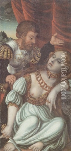 Nach Ovid. Lucretia, Gemahlin Des Romers Tarquinius Collatinus, Erdolcht Sich Oil Painting - Lucas Cranach the Elder