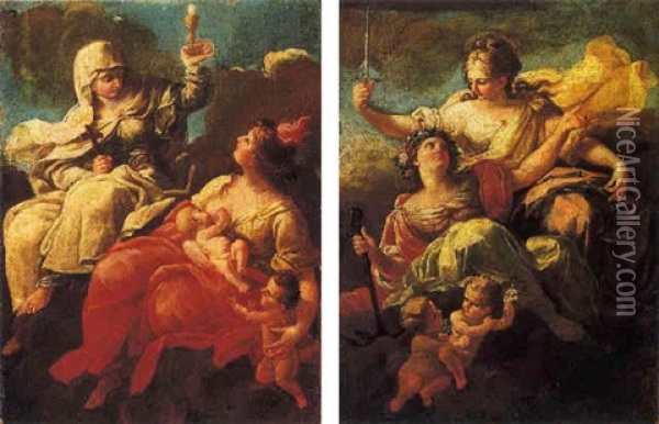 Allegoria Della Fede E Della Carita Oil Painting - Giovanni Domenico Lombardi