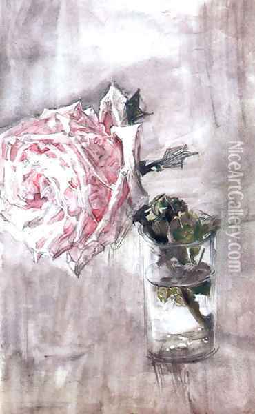 The Rose Oil Painting - Mikhail Aleksandrovich Vrubel