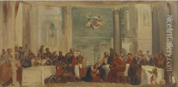 The Supper In The House Of Simon The Pharisee Oil Painting - Paolo Veronese (Caliari)