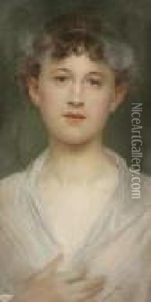 Portrait Of A Girl Oil Painting - Maximilian Pirner