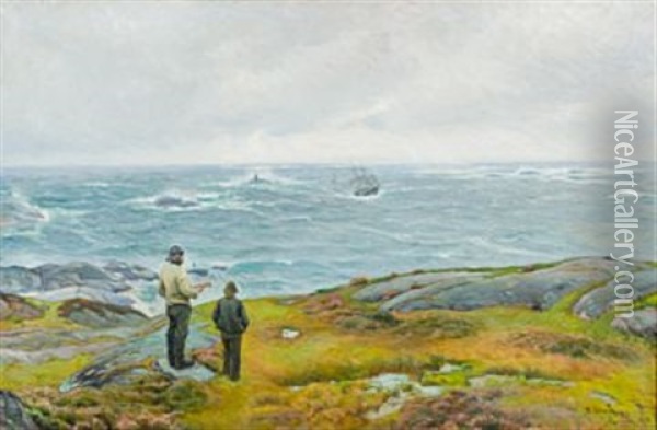 Palandsstorm, Lyngor Oil Painting - Thorolf Holmboe