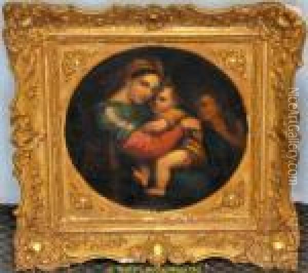 Study Of The Madonna Della Sedia Oil Painting - Raphael (Raffaello Sanzio of Urbino)