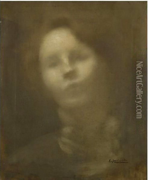 Portrait De Femme Oil Painting - Eugene Carriere