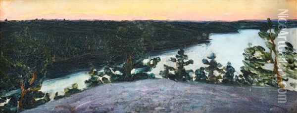 Solnedgang Over Dalaro Oil Painting - Eva Bonnier