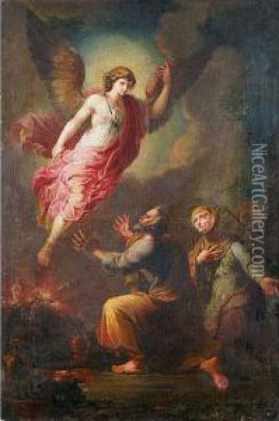 El Arcangel San Gabriel Anuncia A Zacarias El Nacimiento De San Juan Bautista Oil Painting - Luis Paret Y Alczar