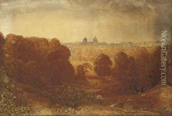 View Of Greenwich Hospital From Greenwich Park Oil Painting - George Jnr Barrett