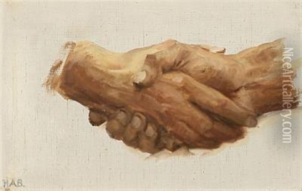 A Handshake (study) Oil Painting - Hans Andersen Brendekilde