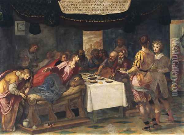 Christ in the House of Simon the Pharisee Oil Painting - Lodovico Cardi Cigoli