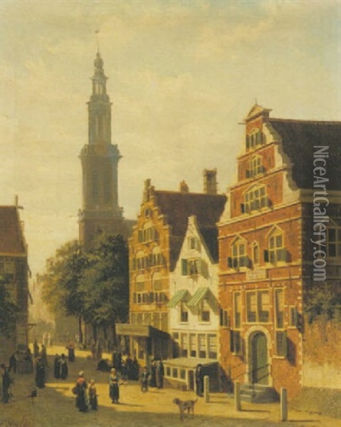Amsterdam Street Scene Oil Painting - Johannes Frederik Hulk the Elder