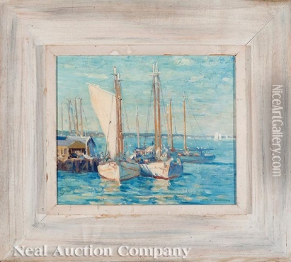 Sailboats, Biloxi, Mississippi Oil Painting - William S. Robinson