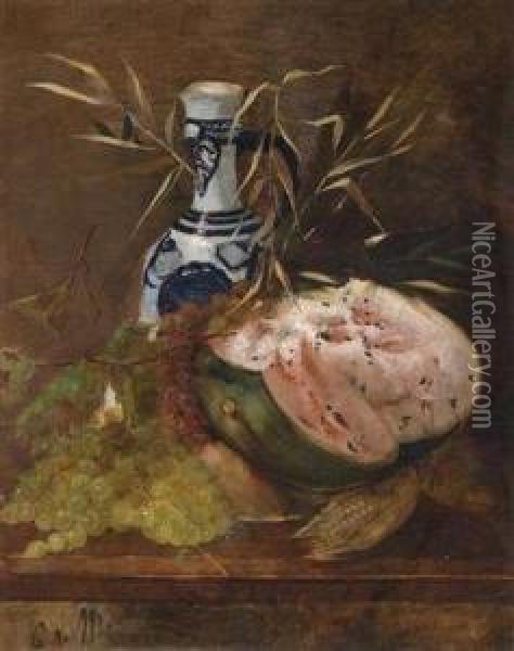 Still Life Of Fruit With Melon Oil Painting - Karl Von Merode
