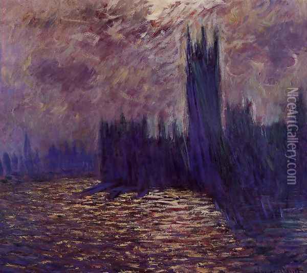 Houses of Parliament, Reflection of the Thames Oil Painting - Claude Oscar Monet