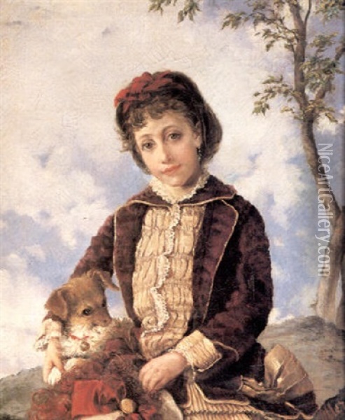 Retrato De Nina Oil Painting - Francisco Manuel Oller y Cestero