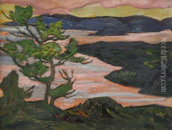 Solnedgang Over Fjarden Oil Painting - Helmer Osslund