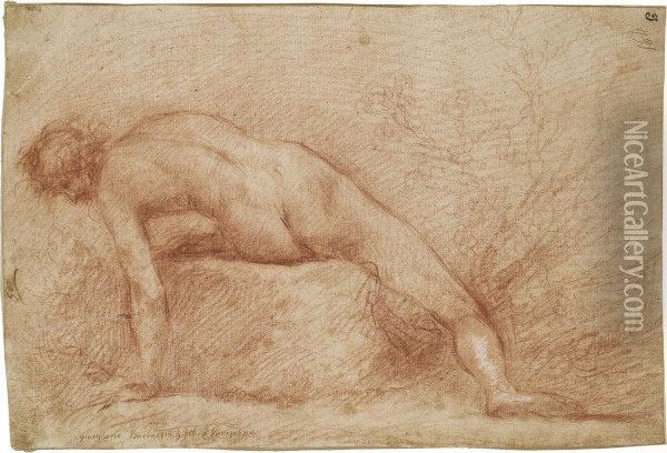 A Reclining Male Nude Oil Painting - Francesco Montelaticci, Cecco Bravo