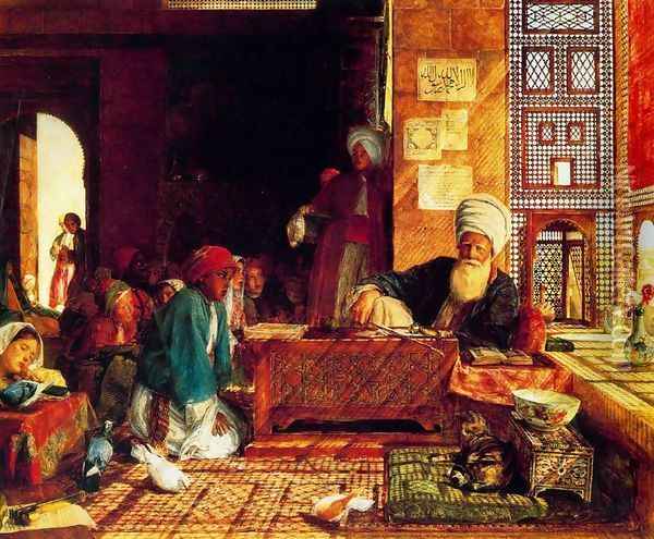 A Turkish School in the Vicinity of Cairo Oil Painting - John Frederick Lewis