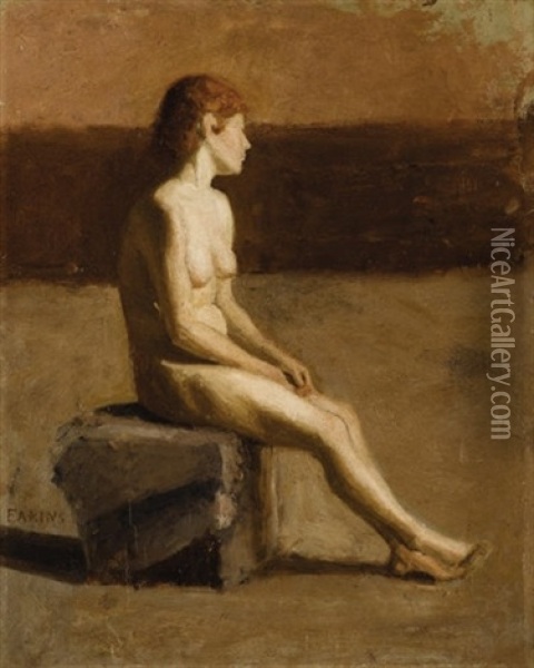 Nude Study - Eakins's Future Wife Susan Macdowell Oil Painting - Thomas Eakins