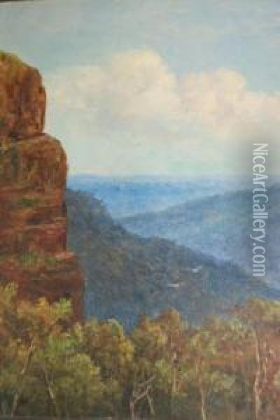 Blue Mountain Landscape Oil Painting - James Ashton